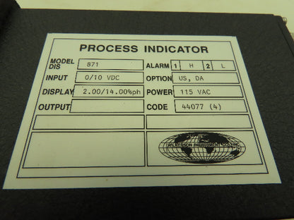 Wilkerson 871  DC Input Process Indicator 0/10VDC 3.5 Digit LED Display