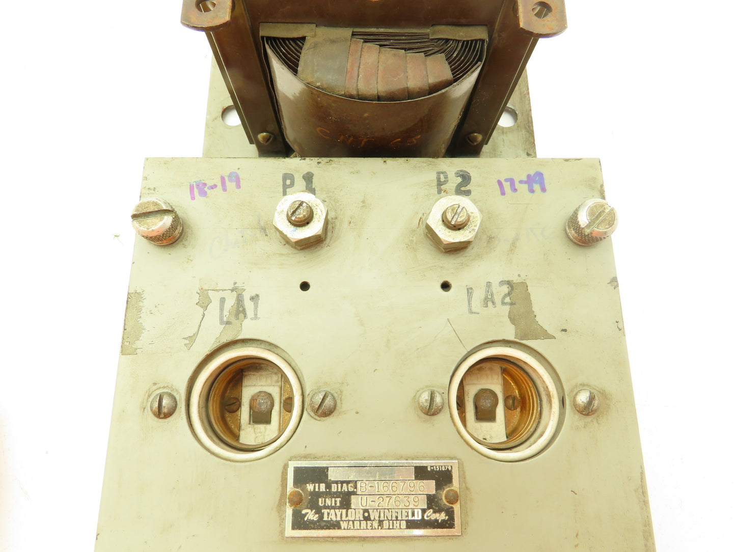 Taylor Winfield U-27639 Resistance Welding Control Transformer Fuse Relay Panel