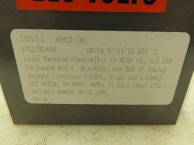 Great Lakes 672L Level Analyzer Receiver Controller Enclosure Digital Display