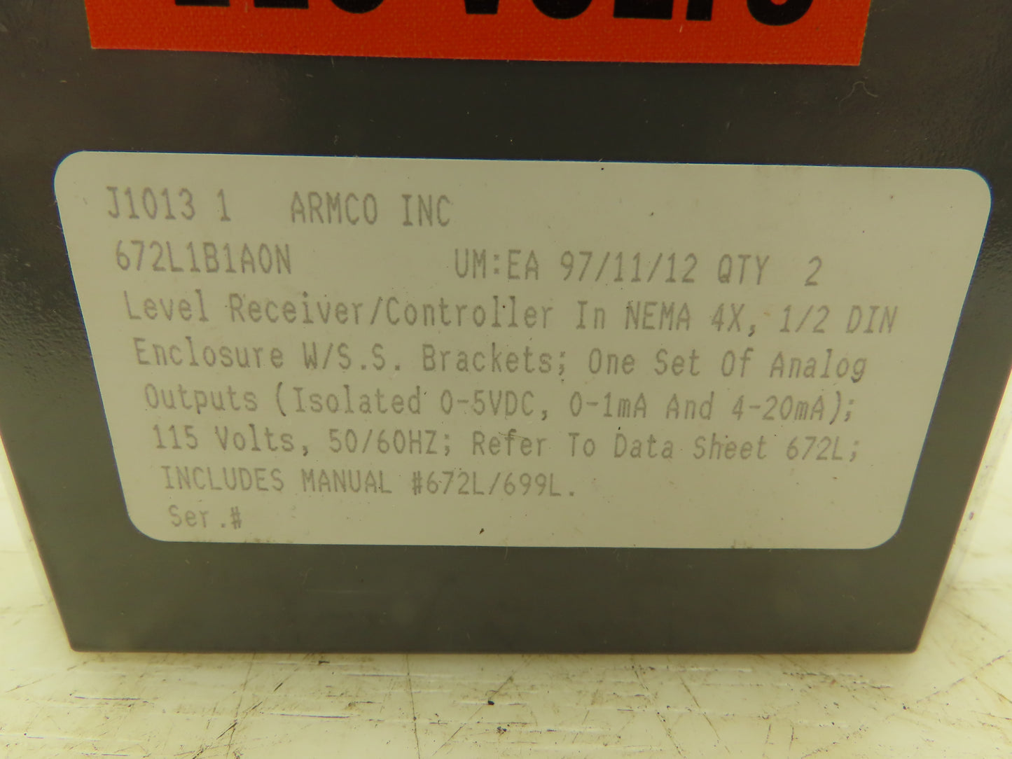 Great Lakes 672L Level Analyzer Receiver Controller Enclosure Digital Display