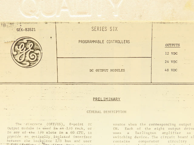 General Electric IC600BF902A GE Fanuc PLC DC Output Module 24VDC