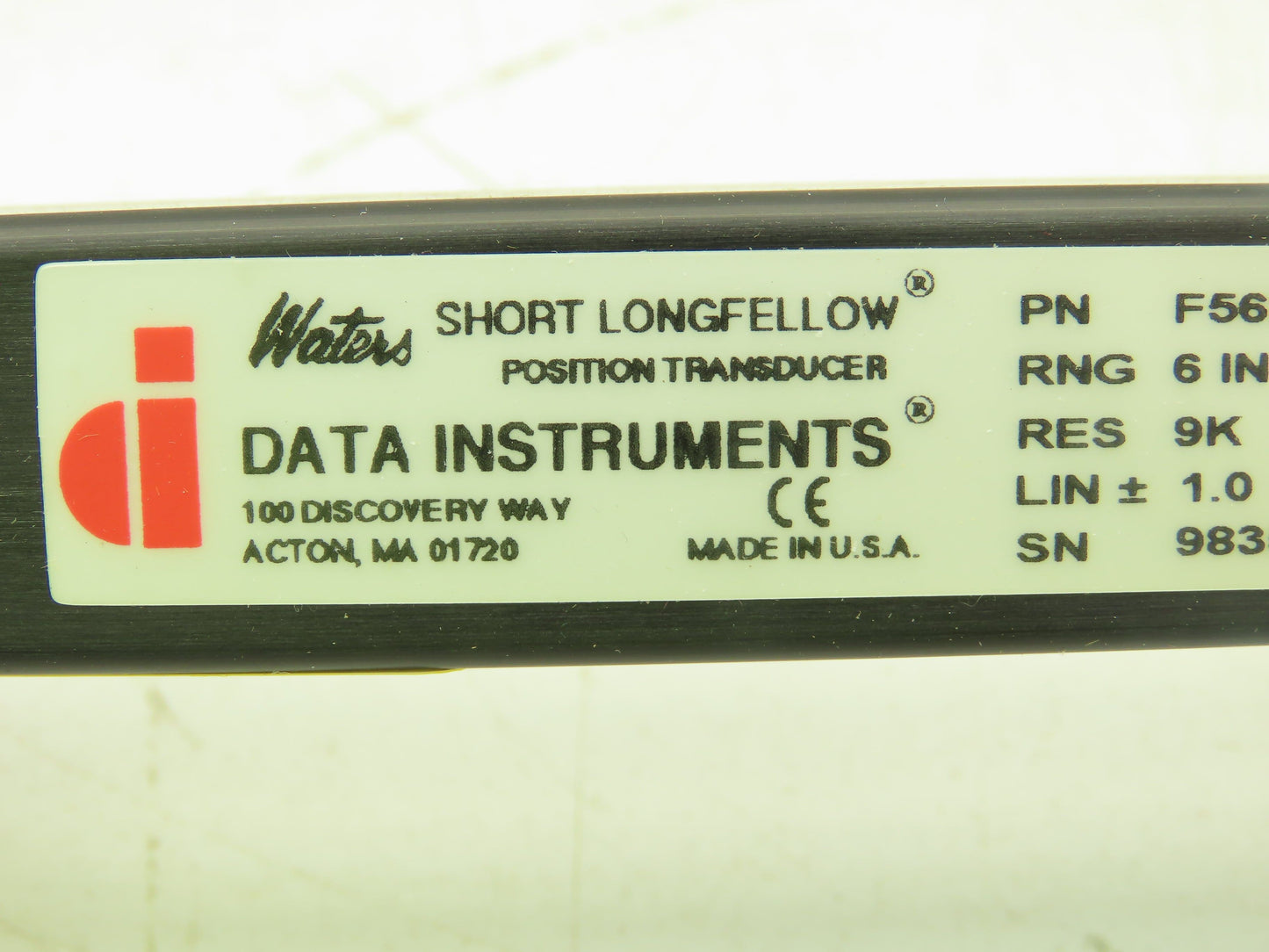 Waters F56205101 Short Longfellow Linear Position Transducer 6" Stroke 9K Ohm