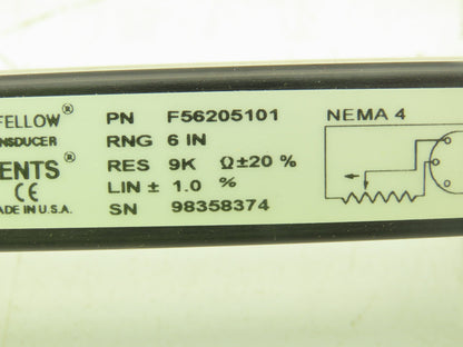 Waters F56205101 Short Longfellow Linear Position Transducer 6" Stroke 9K Ohm