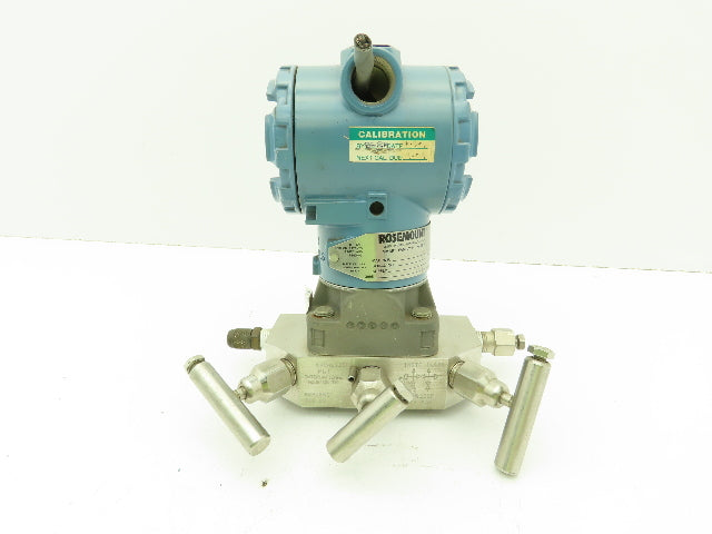 Rosemount 3095MA SMART HART Pressure Transmitter 0-250"H2O  MR808SCT 316SS Valve