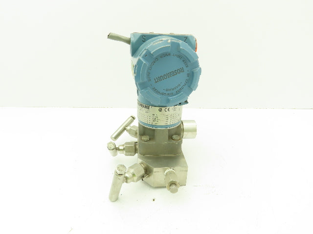 Rosemount 3095MA SMART HART Pressure Transmitter 0-250"H2O  MR808SCT 316SS Valve