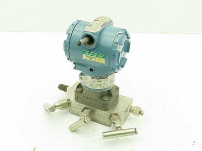 Rosemount 3095MA SMART HART Pressure Transmitter 0-250"H2O  MR808SCT 316SS Valve