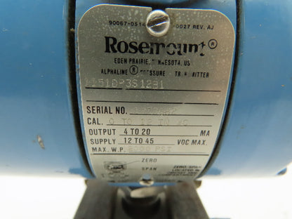Rosemount 1151DP3S12B1 Alphaline Pressure Transmitter 0-12" WC 2000 PSI