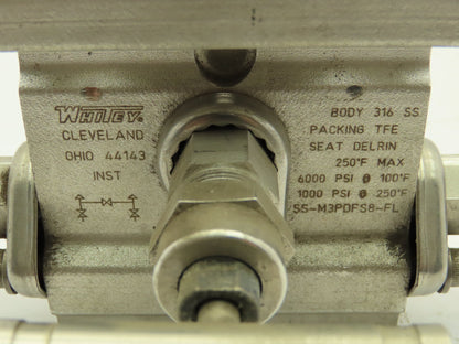 Swagelok SS-M3PDFS8-FL Stainless 316SS Manifold Control Valve 1/2"NPT 6000 PSI