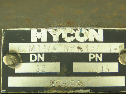 Hycon KHM Steel High Pressure Ball Valve 1-1/4" NPT Threaded DN32 4500 PSI
