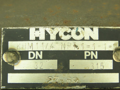 Hycon KHM Steel High Pressure Ball Valve 1-1/4" NPT Threaded DN32 4500 PSI