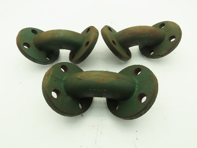 DOW Chemical Poy Lined 90° Long Elbow Fitting 1" Flanged 125# DI  LOT OF 3