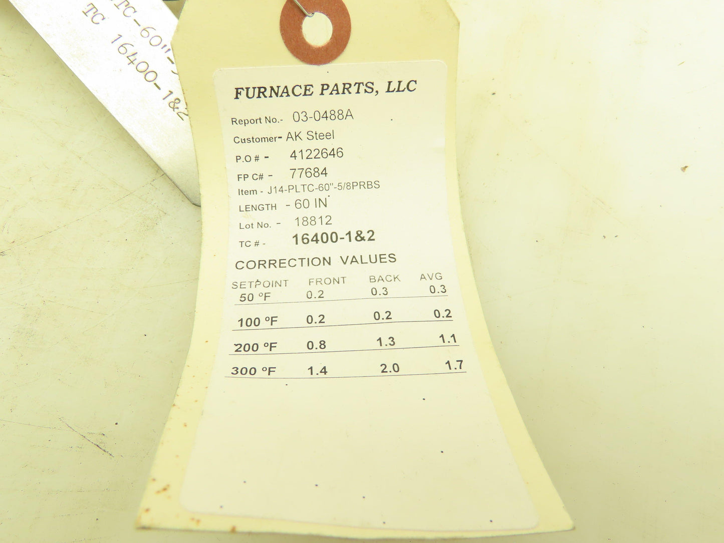 J14-PLTC-60"-5/8PRBS Furnace Thermocouple Temperature Parts 60" Wire