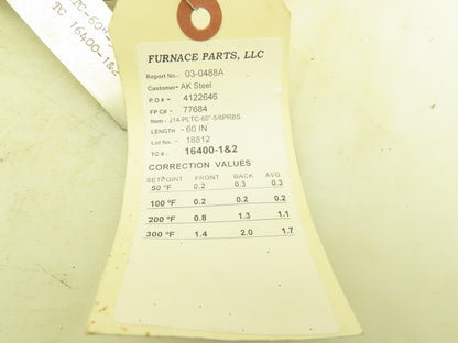 J14-PLTC-60"-5/8PRBS Furnace Thermocouple Temperature Parts 60" Wire