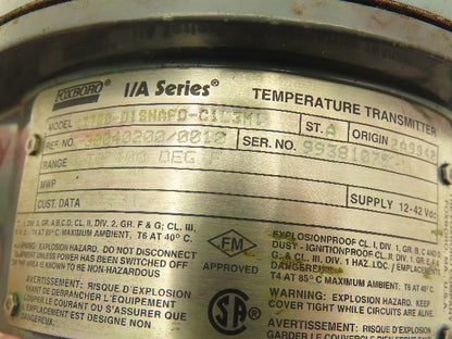 Foxboro RTT20-D1SNAFD-C1L3M1 I/A Series Temperature Transmitter 0 - 400° F