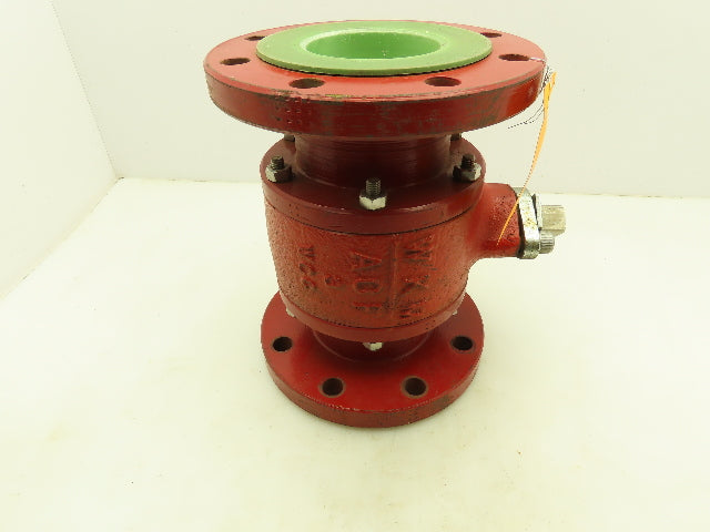 WKM DynaSeal 350 Green Poly Lined 3Pc Chemical Ball Valve 3" Flanged 8-Bolt