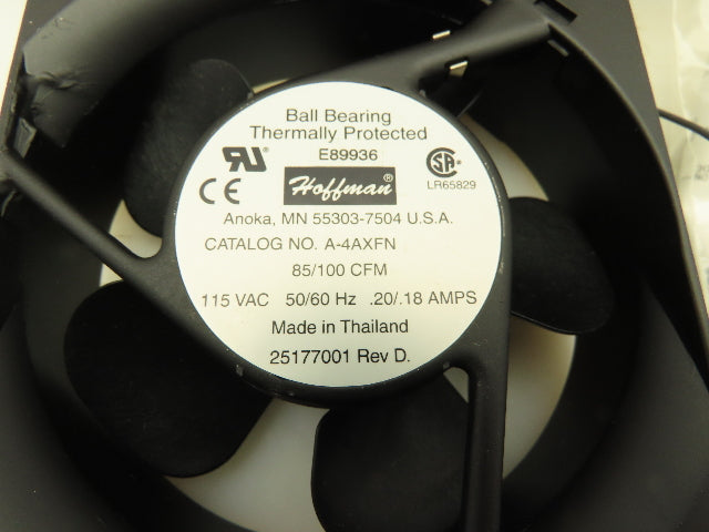 Hoffman A4AXFN Ball Bearing Thermally Protected Fan 85/100CFM 115VAC 0.2A