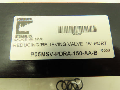 Continental P05MSV-PDRA-150-AA-B Hydraulic Pressure Relief Stack Valve A Port