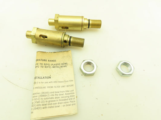 ARO 29969-2 Air Filter Auto Drain Brass Valve 3/8" NPT  Lot of 2