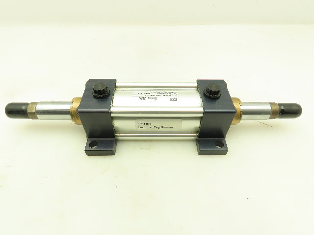 Parker 2MA Pneumatic Double Rod Air Cylinder 2" Bore 3" Stroke Side Lug 250 PSI