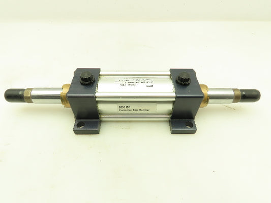 Parker 2MA Pneumatic Double Rod Air Cylinder 2" Bore 3" Stroke Side Lug 250 PSI