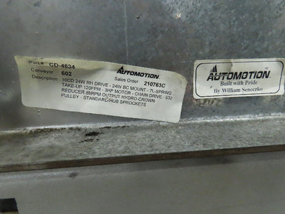 Automotion 24"x 52' Modular Roller Bed Incline Belt Conveyor Center Drive 460V