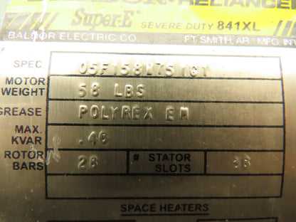 Baldor Reliance 05F158W751G1 Electric Motor 1 HP 3 Ph 460V 1765 RPM 143TC TENV