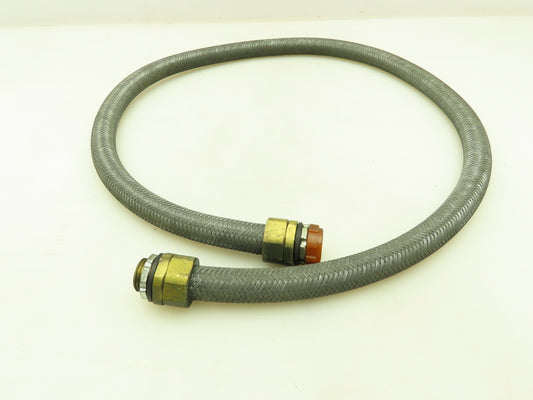 Neoflex Metal Flexible Wire Tube Conduit 1/2" Straight Connector Braided 48"