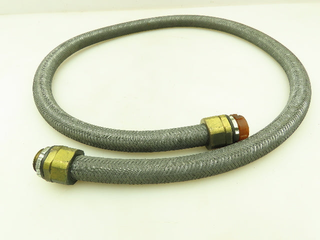Neoflex Metal Flexible Wire Tube Conduit 1/2" Straight Connector Braided 48"