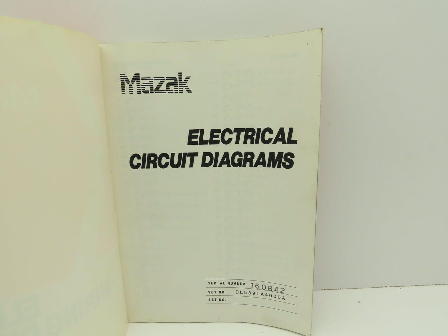 Mazak DL539LA4000A Electrical Wiring Diagram Manual