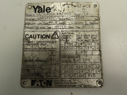 Husco 8522716 Rev. 3 Forklift Hydraulic Control Valve off a Yale GLC040VXNVSE083