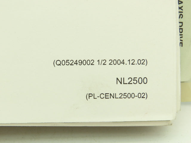 Mori Seiki NL2500 CNC Lathe Parts List Manual  (2004)