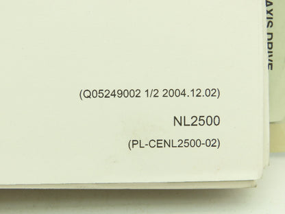 Mori Seiki NL2500 CNC Lathe Parts List Manual  (2004)