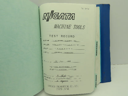 Niigata SPN63 CNC Machine Test Record Spec Sheet Manual  (1999)