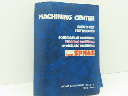 Niigata SPN63 CNC Machine Test Record Spec Sheet Manual  (1999)