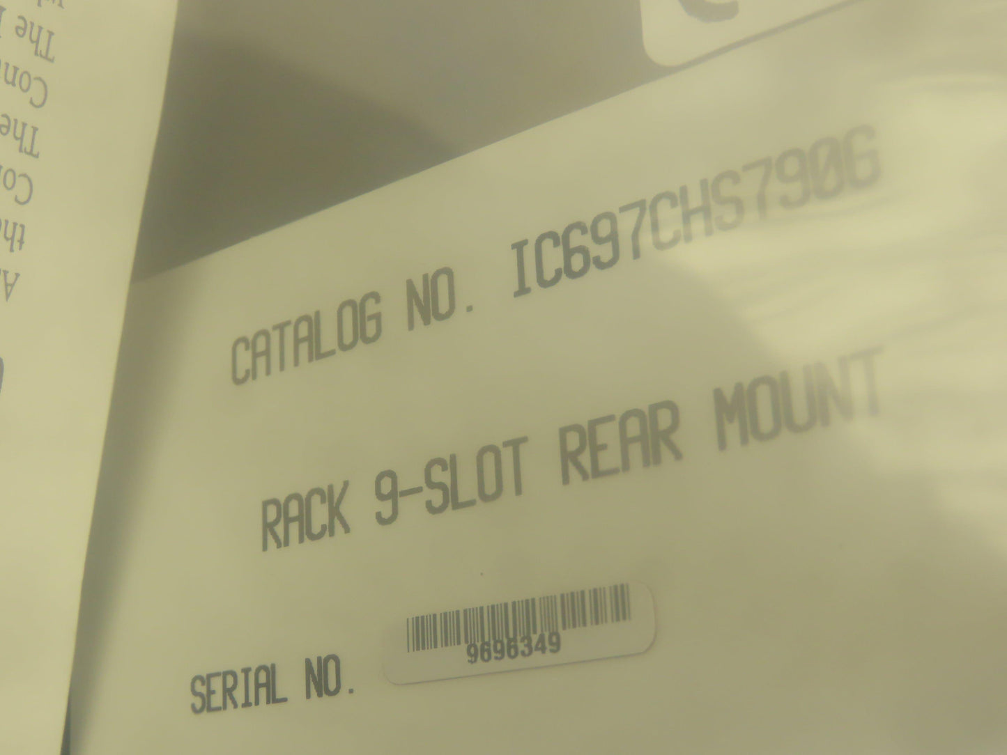 GE Fanuc IC697CHS7906 9 Slot Rack, Rear Mount