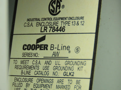 Cooper B-Line 2 Pushbutton Enclosure Control Station On/Off 800F Switch 3x3x6"