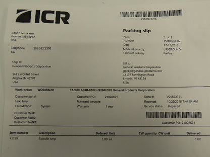 Fanuc A06B-6102-H226#520 Spindle Amplifier Module Servo Drive 29.9KW 230VAC ICR