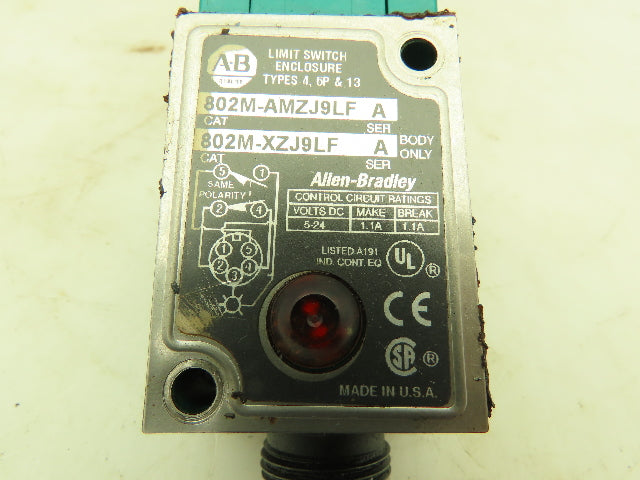 Allen Bradley 802M-AMZJ9LF Limit Switch Ser A Operating Head Ser B Roller Type 4