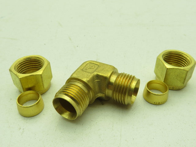 Parker 165C-6 Brass 90° Elbow Compression Tube Fitting 3/8" Union LOT OF 32