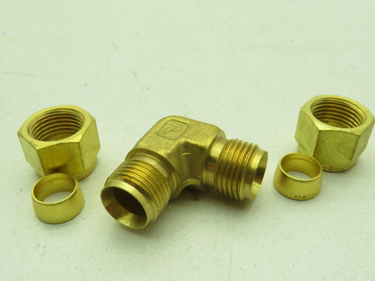 Parker 165C-6 Brass 90° Elbow Compression Tube Fitting 3/8" Union LOT OF 32