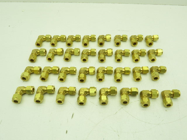 Parker 165C-6 Brass 90° Elbow Compression Tube Fitting 3/8" Union LOT OF 32