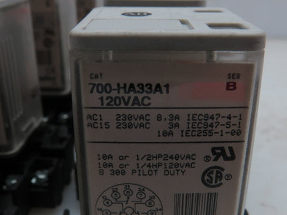 Allen Bradley 700-HA33A1 Series B Relay 10A 120VAC w/ Base  700-HN126  Lot of 11