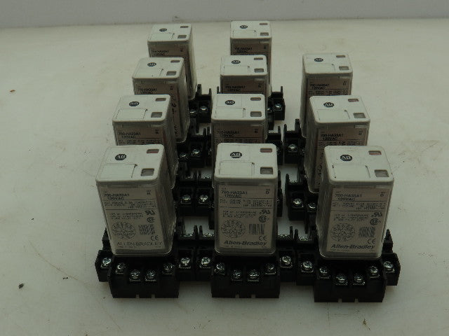 Allen Bradley 700-HA33A1 Series B Relay 10A 120VAC w/ Base  700-HN126  Lot of 11