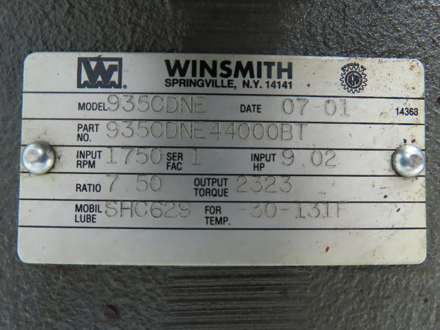 Winsmith Baldor Gearmotor 7.5 Reducer 234rpm 7.5Hp 230/460V 3PH LH 213TC 935CDNE