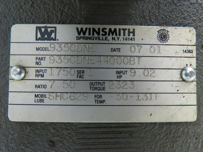 Winsmith Baldor Gearmotor 7.5 Reducer 234rpm 7.5Hp 230/460V 3PH LH 213TC 935CDNE