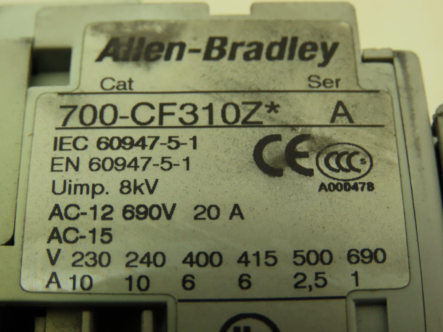 Allen Bradley 700CF310Z Motor Starter Contactor 600V 3Ph 20A 24VDC Coil Lot of 6