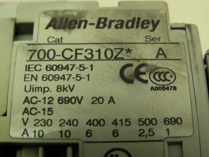 Allen Bradley 700CF310Z Motor Starter Contactor 600V 3Ph 20A 24VDC Coil Lot of 6