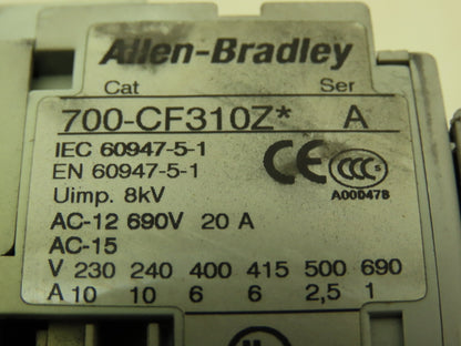 Allen Bradley 700CF310Z Motor Starter Contactor 600V 3Ph 20A 24VDC Coil Lot of 6