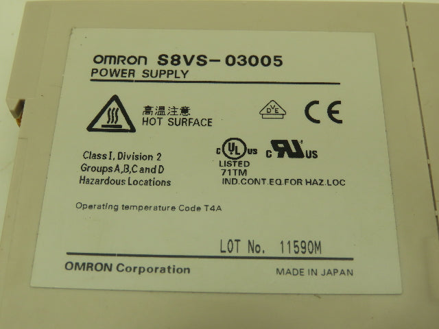 Omron S8VS-03005 Power Supply 5V Output 100-240V Input