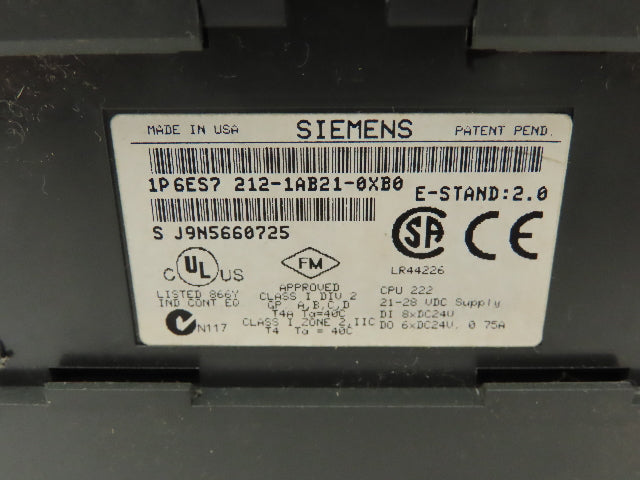 Siemens Simatic 212-1AB21-0XB0 S7-200 CPU 222 DC/DC/DC PLC Input Output